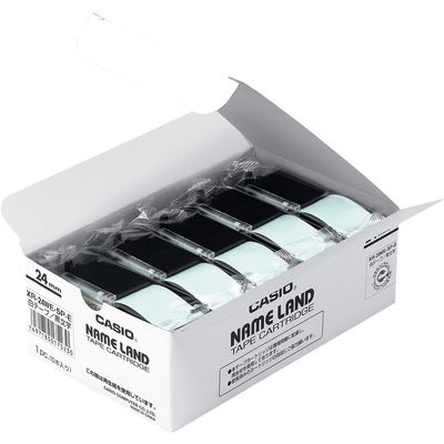 Casio Label Writer Nameland Genuine Tape, 0.9 inches (24 mm), XR-24WE-5P-E, White with Black Letters, 5 Pieces