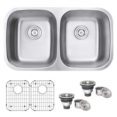 Ruvati 32-in 16-Gauge 50/50 Undermount Double Bowl Sink - RVM4300