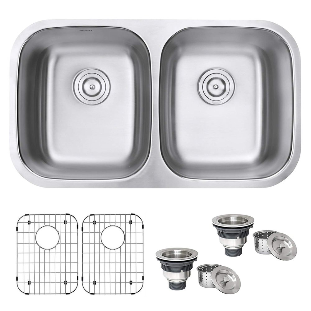 Ruvati 32-in 16-Gauge 50/50 Undermount Double Bowl Sink - RVM4300