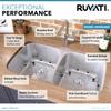 Ruvati 32-in 16-Gauge 50/50 Undermount Double Bowl Sink - RVM4300 view 4