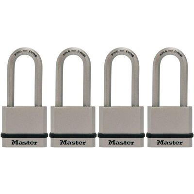 Master Lock M530XQLH Magnum Solid Steel Keyed Alike Padlocks, 1-3/4 in. Wide, 4 Pack Keyed-Alike