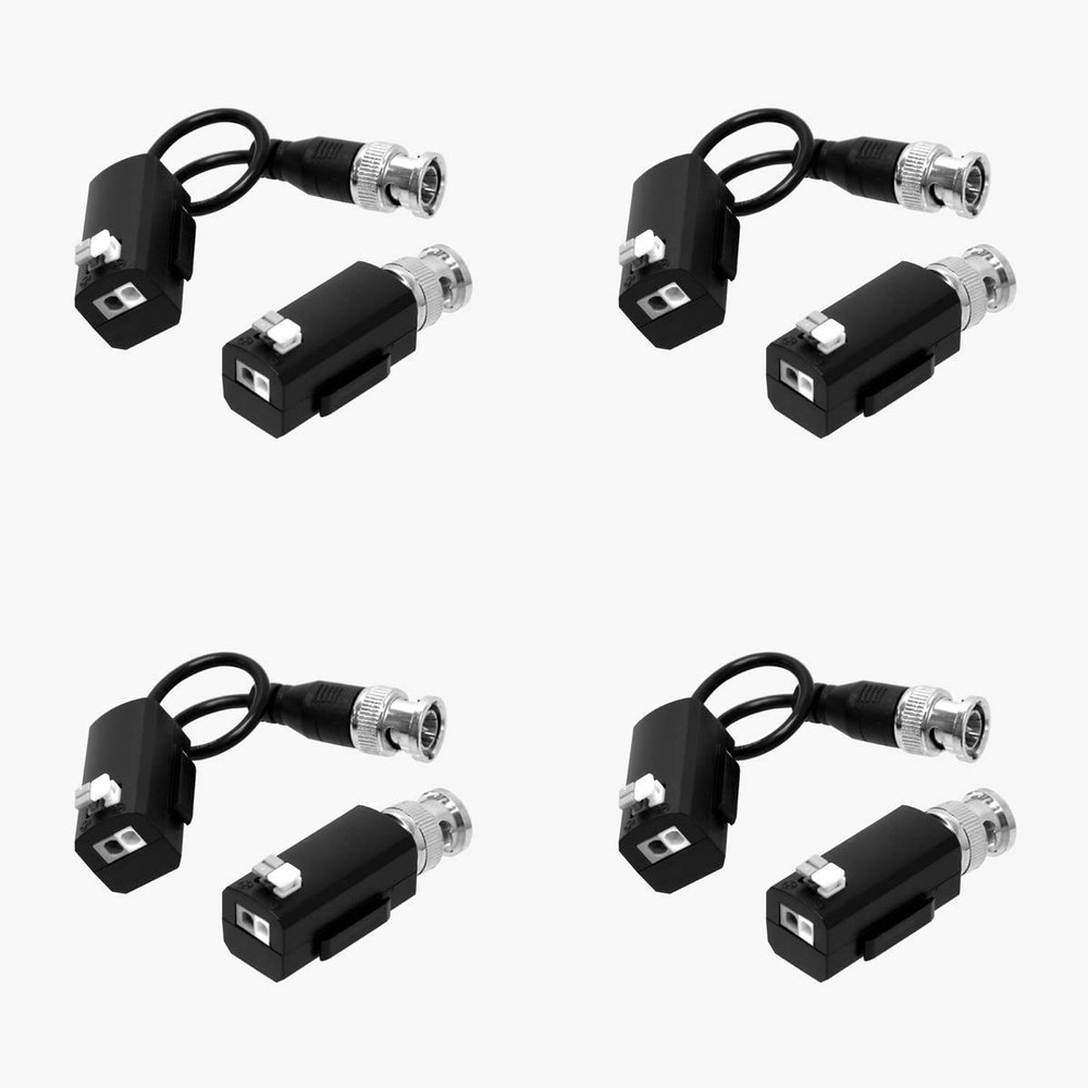 4 Pairs of eSecure HD-EV01P-03 HD Passive Video Balun Network Transceiver, HDTVI HDCVI AHD CVBS 3MP 4MP 5MP 4K Camera DVR CCTV System, BNC to UTP CAT 5/5e/6/6e RJ45 push terminal