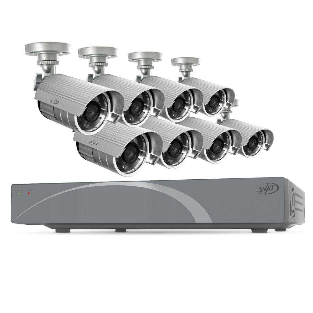 Svat 8-Channel Smart Security DVR with 8 High-resolution Outdoor Night Vision Security Cameras (11029)