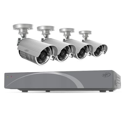 SVAT 4 CH Smart Security DVR with 4 Hi-Res Outdoor 75ft Night Vision Security Cameras 500 GB HDD iPhone, Android, Blackberry, iPad, PC & Mac compatible