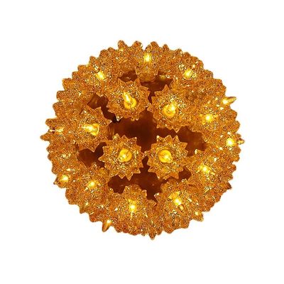 Novelty Lights 6in 50 Light Starlight Sphere, Gold, Ornament Ball Light, 5ft Hanging Cord with S Hook, 12ft Power Cord with Stackable Plug, Commercial Grade
