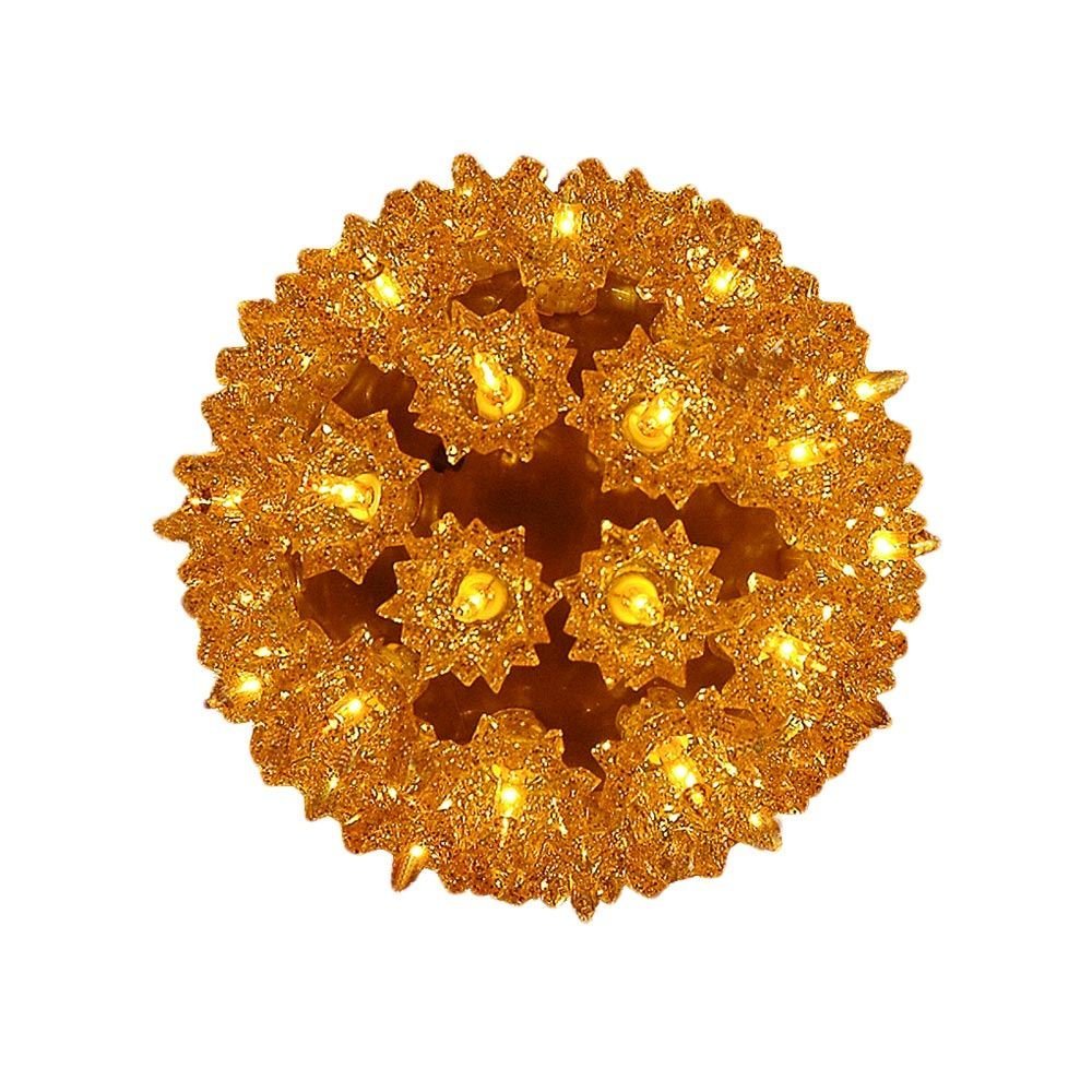 Novelty Lights 6in 50 Light Starlight Sphere, Gold, Ornament Ball Light, 5ft Hanging Cord with S Hook, 12ft Power Cord with Stackable Plug, Commercial Grade