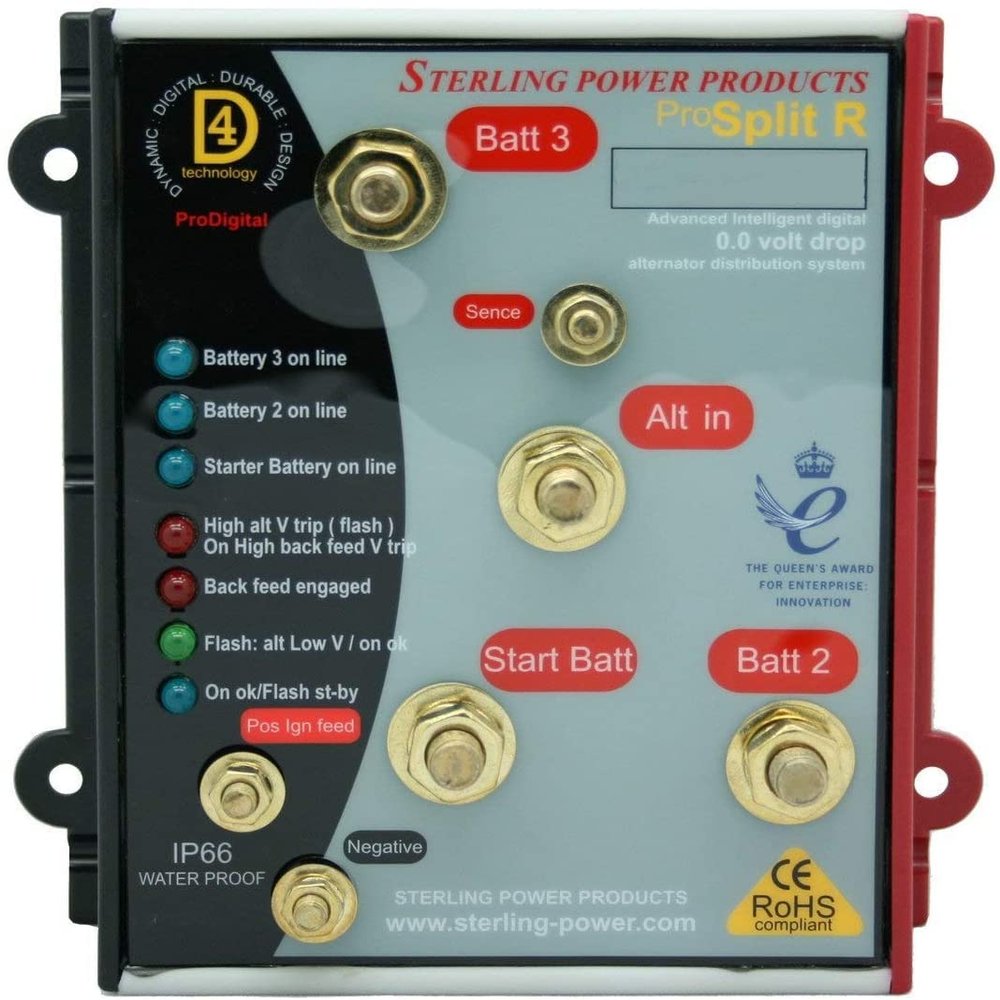 Sterling Power USA Pro Split R - Alternator 0.0V Drop Splitting System 1 in 3 Out 120A 12V