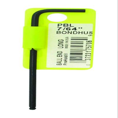 Bondhus 75707 Tagged and Barcoded 1/8" ProHold Ball End Tip Hex Key L-Wrench with ProGuard Finish and Long Arm, 3.8"