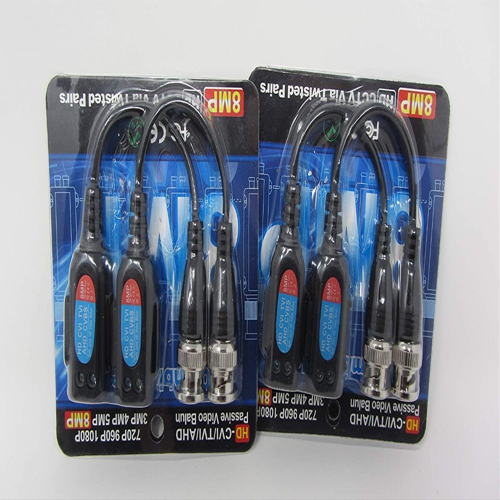 Ezdiyworld-4pcs Mini CCTV BNC Video balun with Pigtail