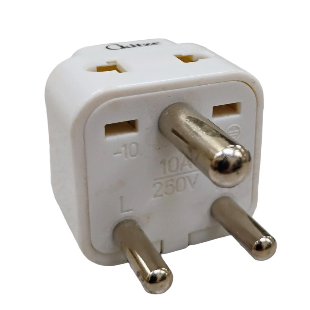 Ckitze India, Nepal, Maldives Travel Grounded Universal 2 Inputs USA Power Plug Adapter - Type D - CE Certified for Mobile Cell Phone, Laptop, Tablet Chargers and More