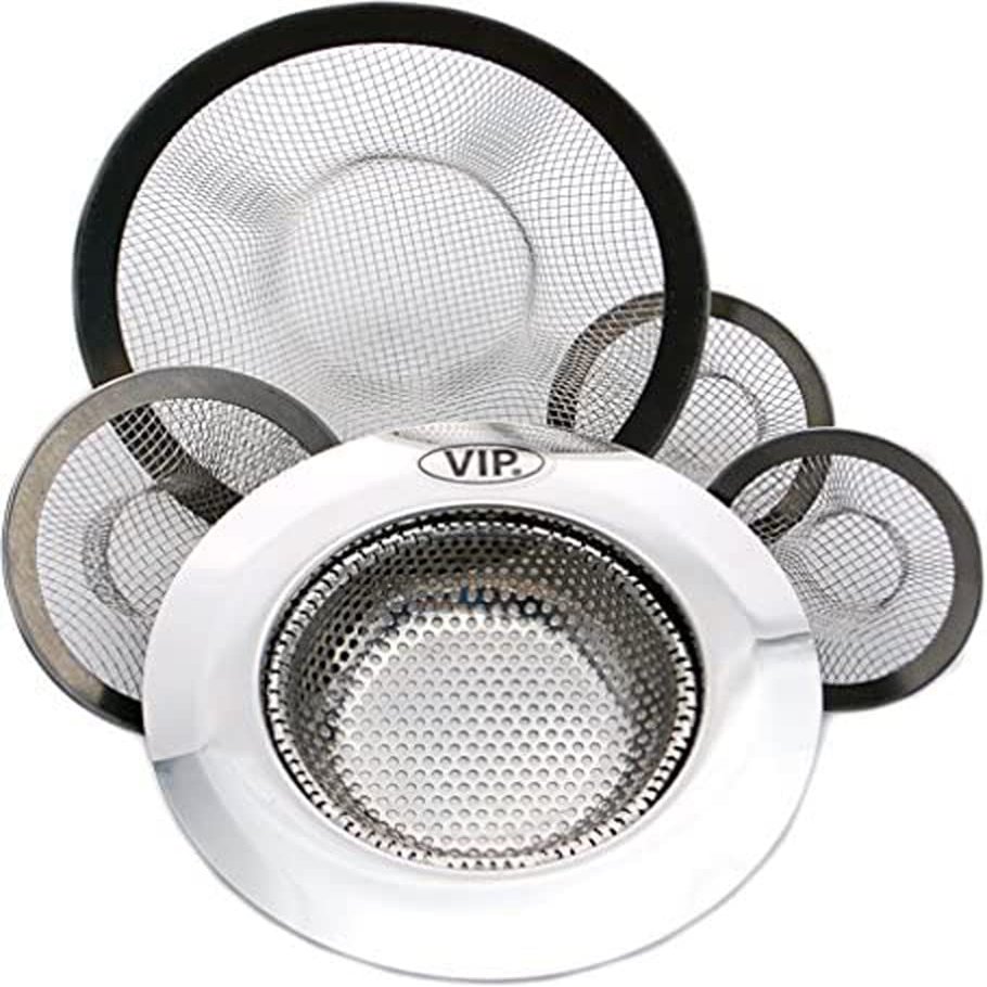 VIP Home Essentials Stainless Steel Sink Strainer Set- 5 Pieces, Fits Most Kitchen, Bathroom Sinks, Shower Drains