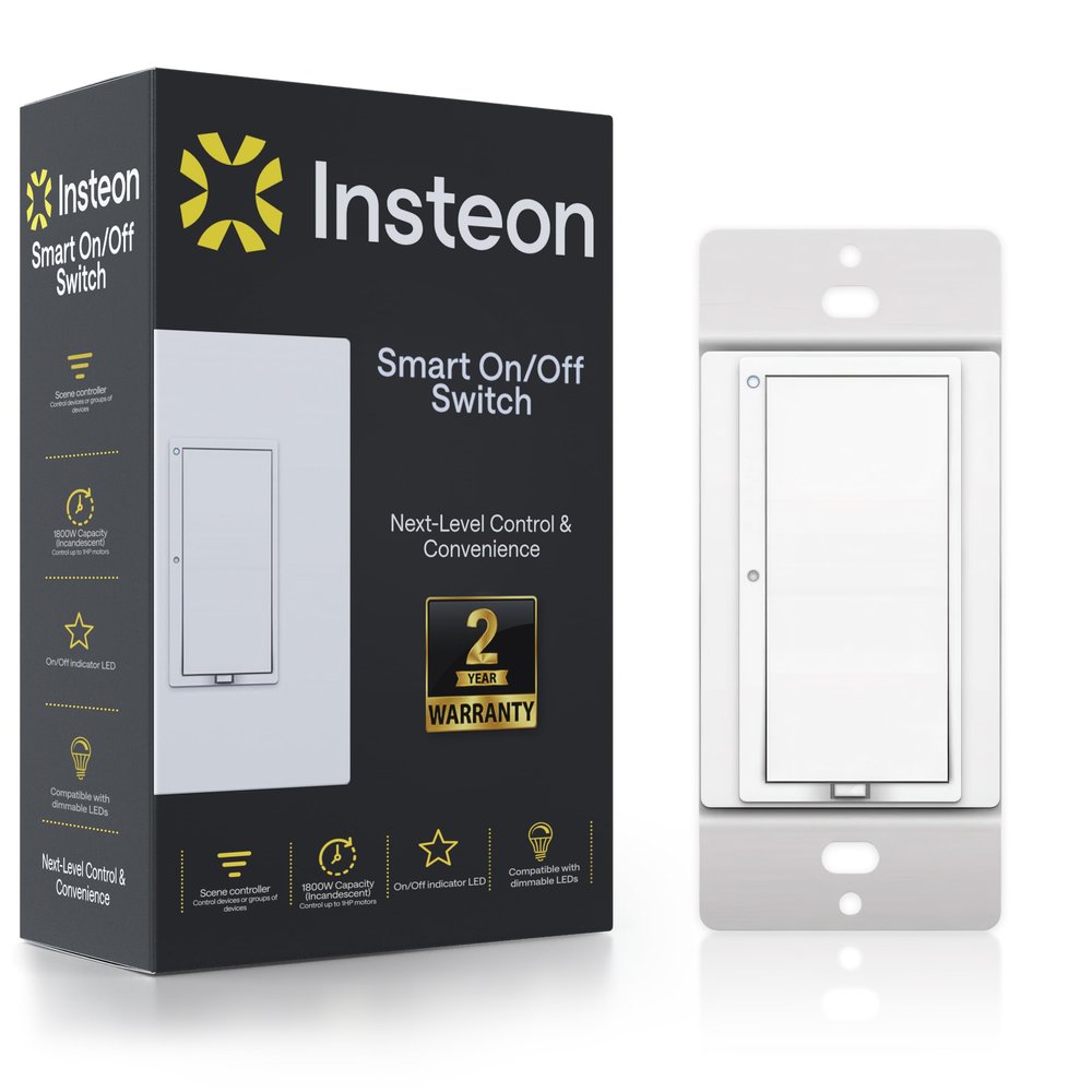 Insteon Smart On/Off Wall Switch, Lights, Fans & Motors Up to 1HP - 2477S