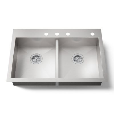 Kohler Vault 33" top-/undermount double-bowl kitchen sink K-3996-4-NA Stainless Steel