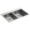 Kohler Vault 33" top-/undermount double-bowl kitchen sink K-3996-4-NA Stainless Steel view 4
