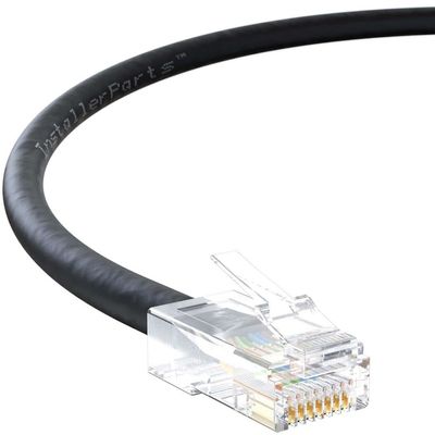 InstallerParts Ethernet Cable CAT6 Cable UTP Non-Booted 25 FT - Black - Professional Series - 10Gigabit/Sec Network/High Speed Internet Cable, 550MHZ