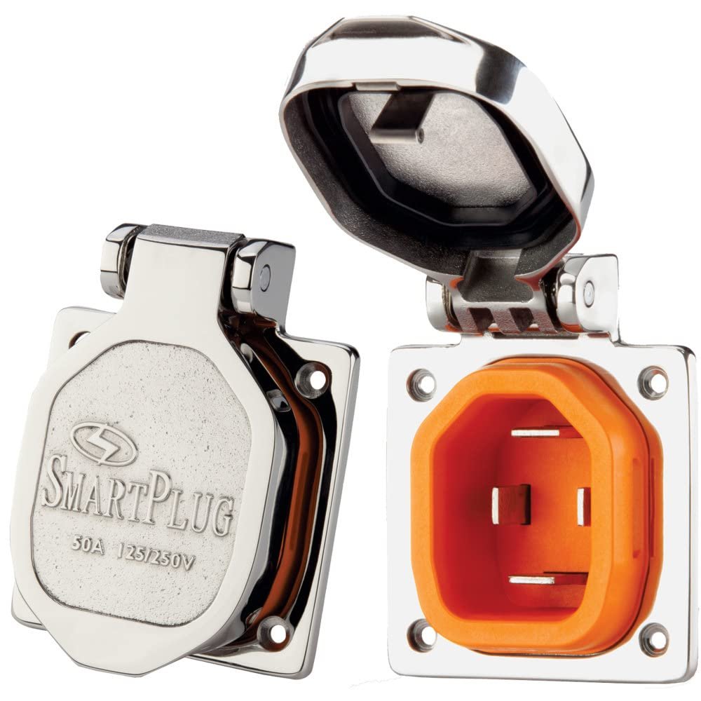 SmartPlug BM50S 50 Amp RV Smart PlugHigh-Quality Stainless Steel Shore Power Inlet for Boats, Campers & TrailersSecure Locking, Weatherproof, and Easy Installation Power Inlet Socket