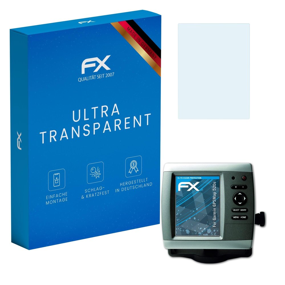 atFoliX Screen Protection Film compatible with Garmin GPSMap 520s Screen Protector, ultra-clear FX Protective Film (3X)