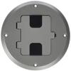 Residential Floor Box Kit, 1-Gang Drop-in, Tamper Resistant, Duplex Receptacle, 15A 125V, Nema 5-15R, 2-Pole 3-Wire Grounding, Aluminum, Stainless Paint view 1