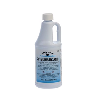 Black Swan 09017 20%-Muriatic Acid, 28%-Hydrochloric acid, 20-Baume - Used to etch concrete floors and walls prior to painting, cleaning brick and cement, removing rust stains from toilet fixtures