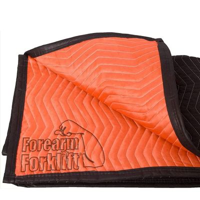Forearm Forklift FFMB Full Size Medium Weight Quilted Moving Blanket (45.6 lb/dz), 72" x 80", Blaze Orange/Black, Pack of 1