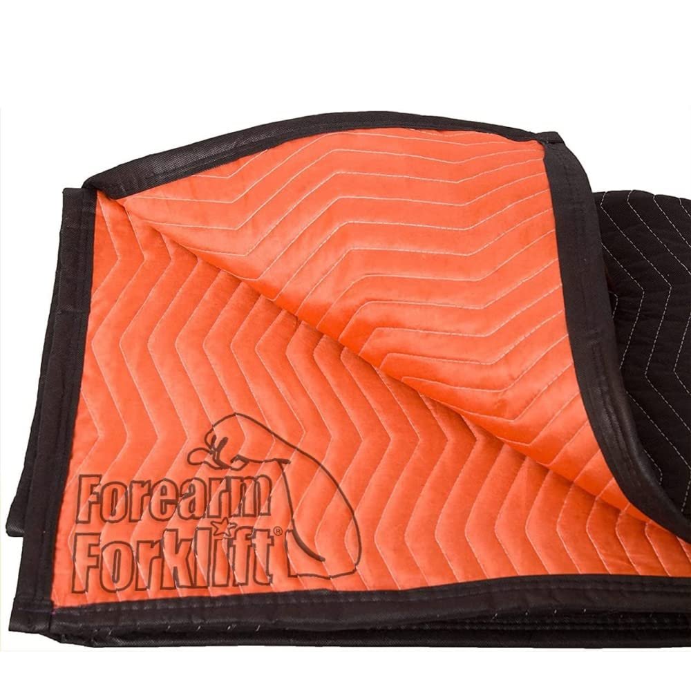 Forearm Forklift FFMB Full Size Medium Weight Quilted Moving Blanket (45.6 lb/dz), 72" x 80", Blaze Orange/Black, Pack of 1