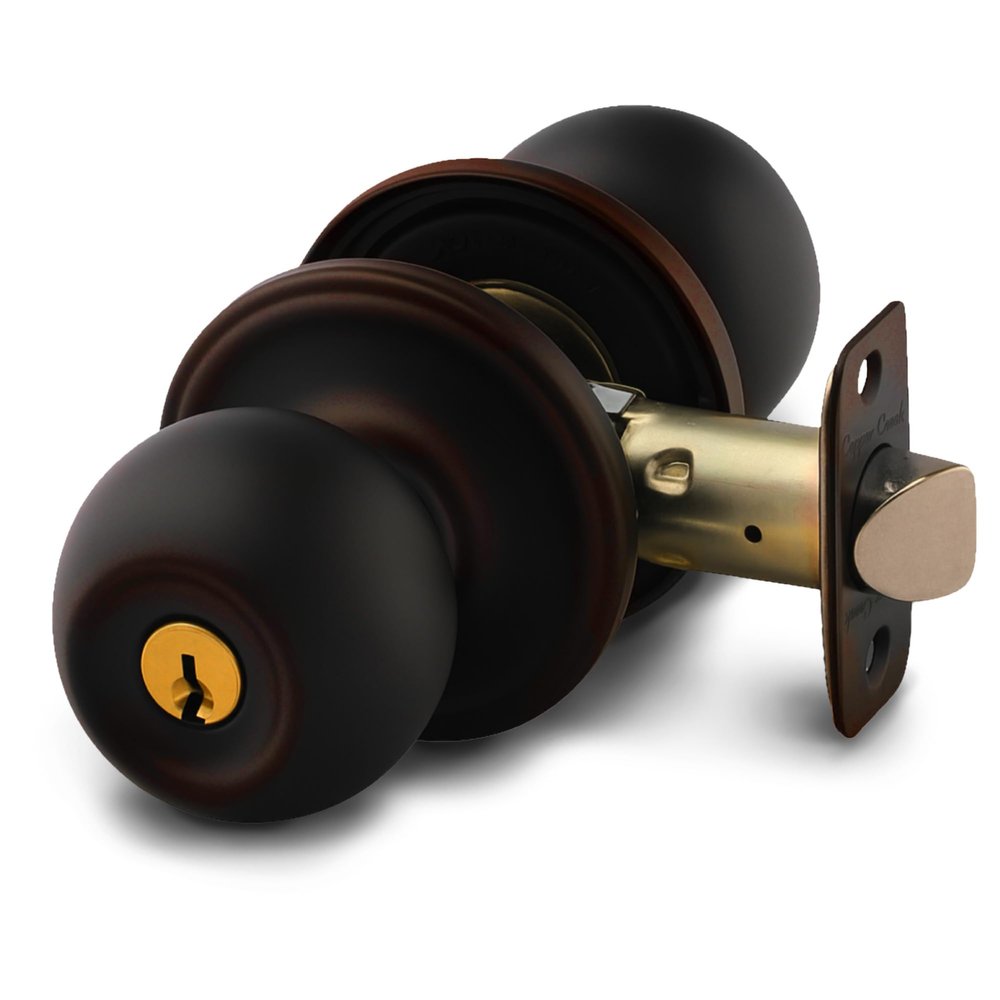 Copper Creek Entry Door Knob Keyed Entry Handle with Lock and Key, ANSI Grade-3 Certified, DIY-Friendly Install for Interior and Exterior Entrance Doors Tuscan Bronze (1 Pack)