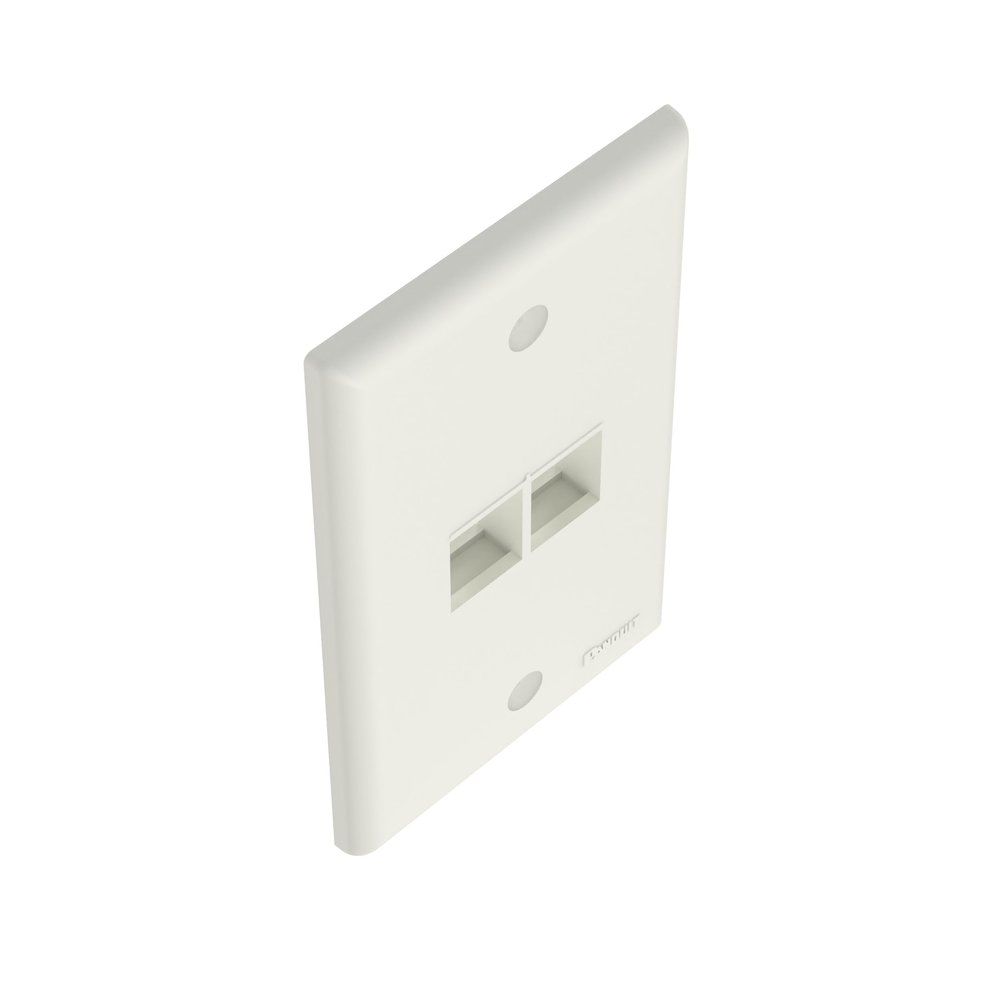 Panduit NK2FNIW 2-Slot Vertical Faceplate, 1 Gang, 2 Keystone Ports, Flush/Threaded Mounting, Off White, ABS