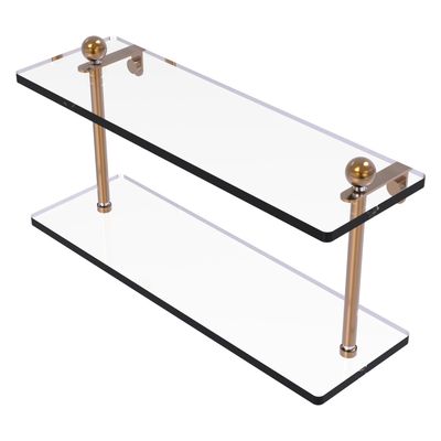 Allied Brass PR-2/16-BBR 16 Inch Two Tiered Glass Shelf, Brushed Bronze