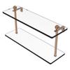 Allied Brass PR-2/16-BBR 16 Inch Two Tiered Glass Shelf, Brushed Bronze view 1