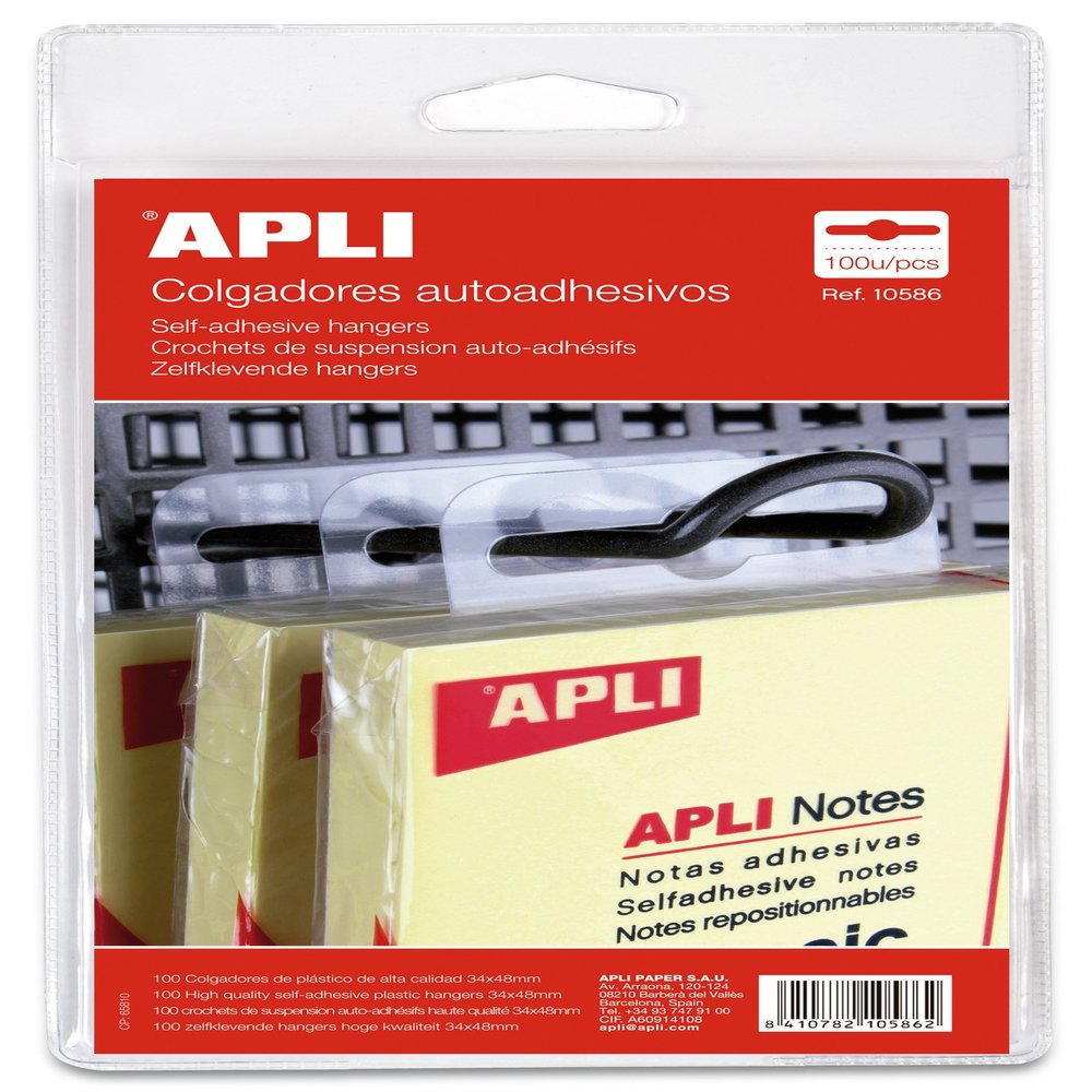 APLI  Bag Hooks Self Adhesive Plasticos 25 Sheets 4 per Sheet
