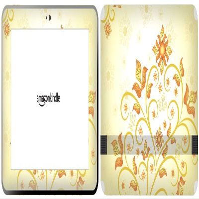 Get it Stick it SkinTabAmaFireHD89_73 Orange and Gold Floral Design Skin for 8.9-Inch Amazon Kindle Fire HD