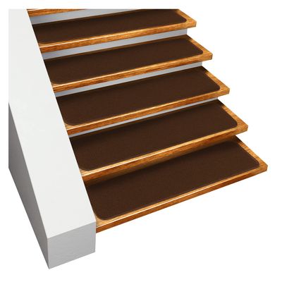 House, Home and More Set of 12 Skid-Resistant Carpet Stair Treads - Chocolate Brown - 8 Inches X 30 Inches