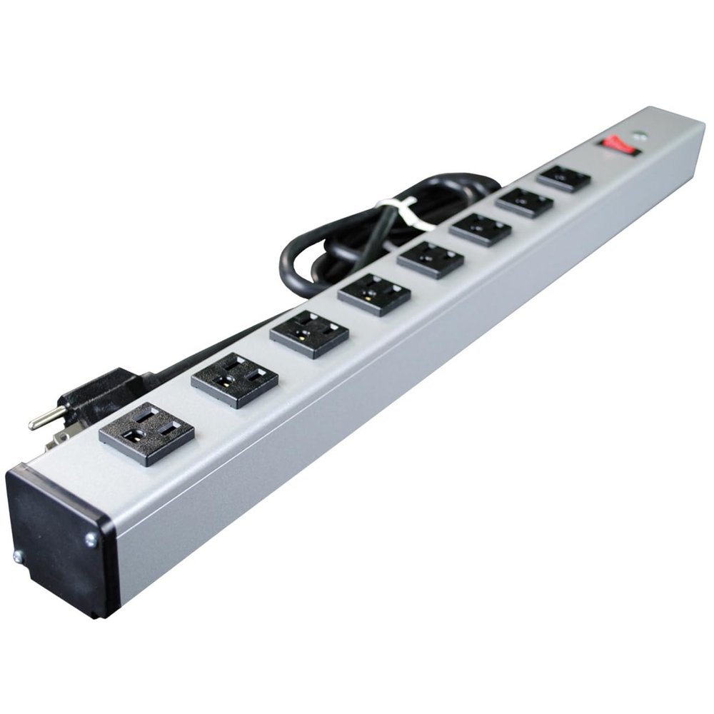 Multi-Outlet Power Unit, 125V, 15A, 24" L, 8 Outlets, 15' Cord