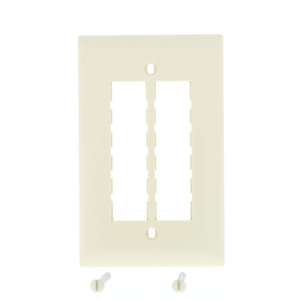 Pass & Seymour Legrand TPD6-I 1-Gang 6-Port Modular Keystone Data Jack Wall Plate, Unbreakable Nylon Faceplate, Trademaster Size, Ivory
