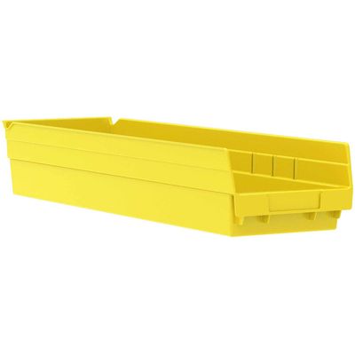 Akro-Mils 30164 Plastic Shelf Bin Nestable - 6-5/8"W x 23-5/8"D x 4" H Yellow, Lot of 6