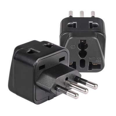 OREI USA to Italy travel plug adapter - Type L Plug Adapter Compatible with Italy, Chile, Libya & More - 2 in 1 Italy Power Adapter - CE Certified - RoHS Compliant -2-Pack - Black Color