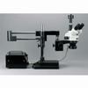 AmScope SM-4TZ-FOR-5MB Digital Professional Trinocular Stereo Zoom Microscope, WH10x Eyepieces, 3.5X-90X Magnification, 0.7X-4.5X Zoom Objective, Fiber-Optic Ring Light, Double-Arm Boom Stand, 110V-120V, Includes 0.5X and 2.0X Barlow Lenses and 5MP C view 2