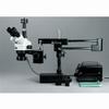 AmScope SM-4TZ-FOR-5MB Digital Professional Trinocular Stereo Zoom Microscope, WH10x Eyepieces, 3.5X-90X Magnification, 0.7X-4.5X Zoom Objective, Fiber-Optic Ring Light, Double-Arm Boom Stand, 110V-120V, Includes 0.5X and 2.0X Barlow Lenses and 5MP C view 3