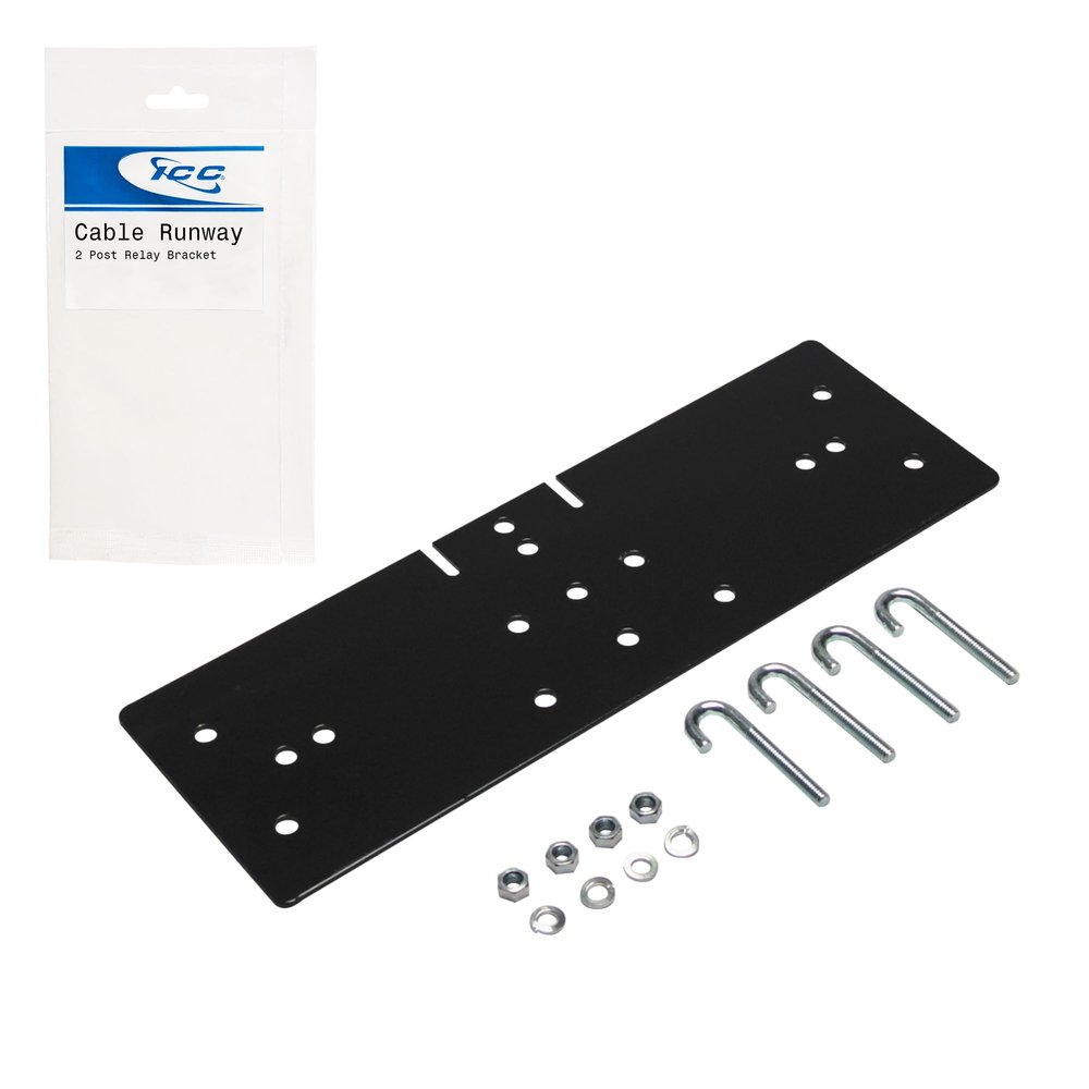 ICC Cable Runway Relay Bracket Kit 2-Post Rack | Steel, Black Powder Coat, Rack Connection
