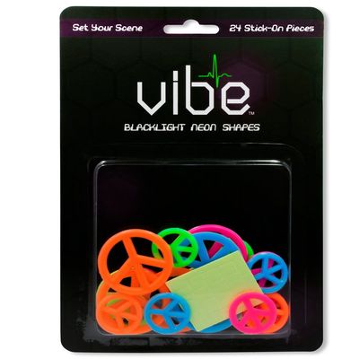 Blacklight Reactive Neon Peace Signs - 24 Piece Set