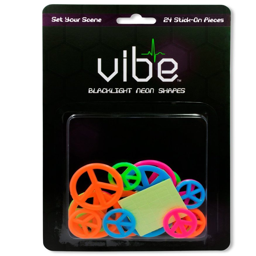 Blacklight Reactive Neon Peace Signs - 24 Piece Set