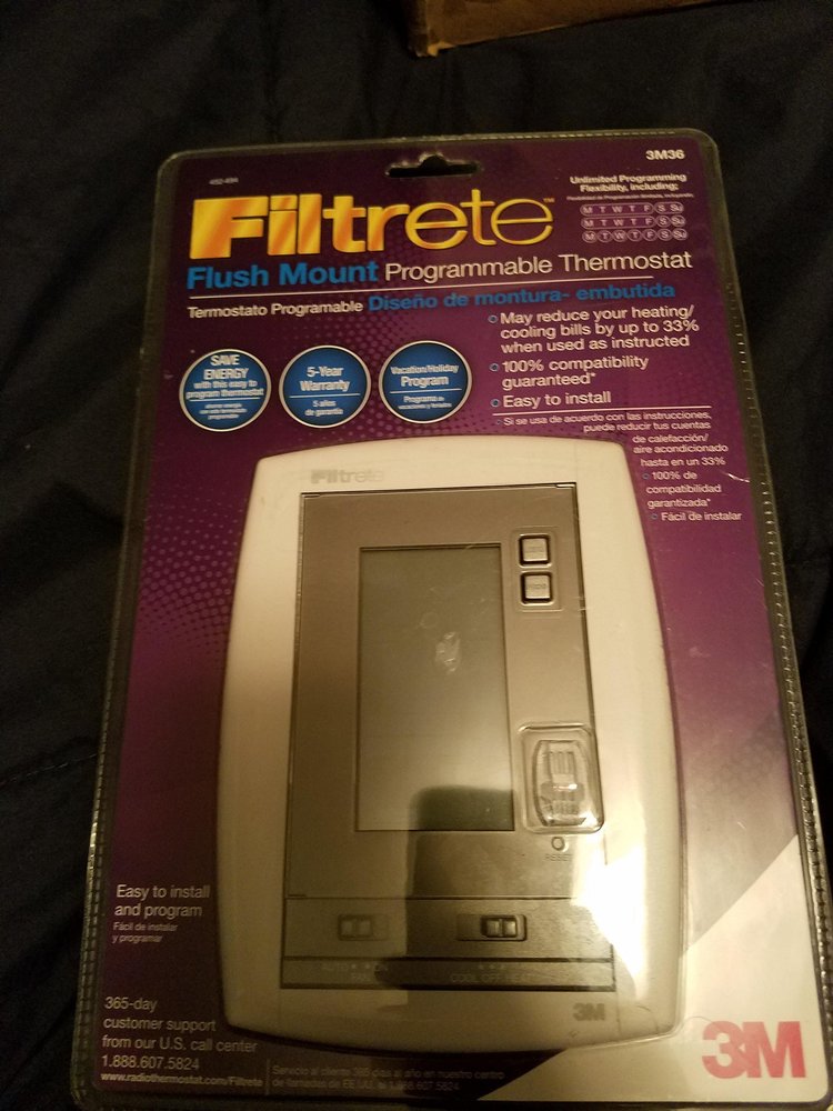 3M Flush Mount 7 Day Programmable Thermostat Touch Screen Unlimited Ways to Program Including 7 Day, 5-1-1 and 5-2