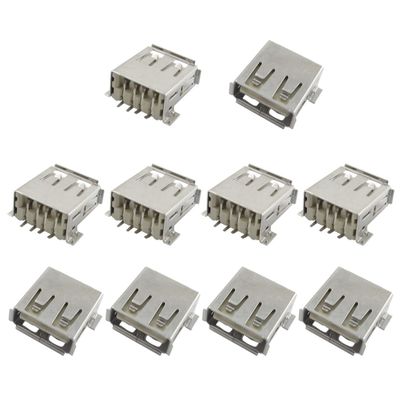 uxcell 10Pcs USB Solder Connector Type A Female Socket Adapter 4 Pin Plug Soldering Jack Connector