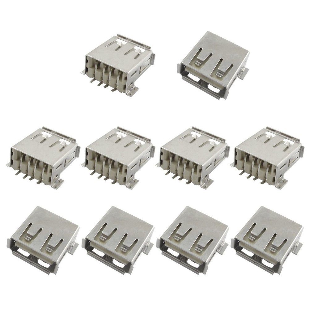 uxcell 10Pcs USB Solder Connector Type A Female Socket Adapter 4 Pin Plug Soldering Jack Connector