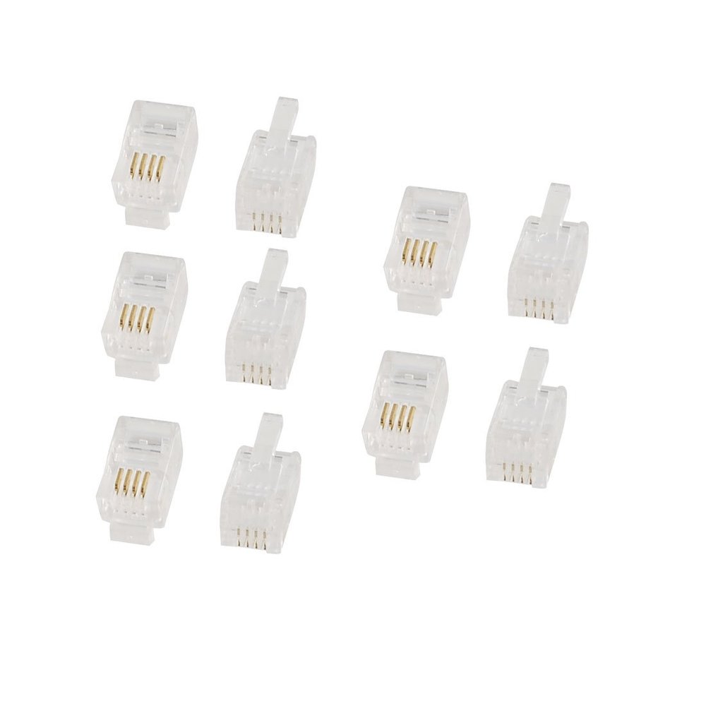 uxcell 10 Pcs RJ09 Connector, 4P4C RJ09 Modular Telephone Plugs Jack for Phone Line Cord, Standard Phone Jack Adapter Connectors Crimp End Crimper for Landline, Plastic Clear