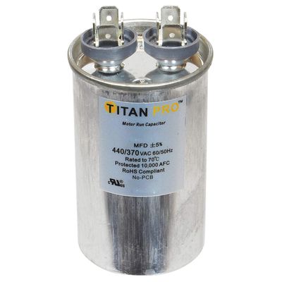 Packard - TRCF12.5 - Titan PRO Motor Run Capacitor: Round, 440/370V AC, 12.5 mfd, 2 11/16 in Overall Ht