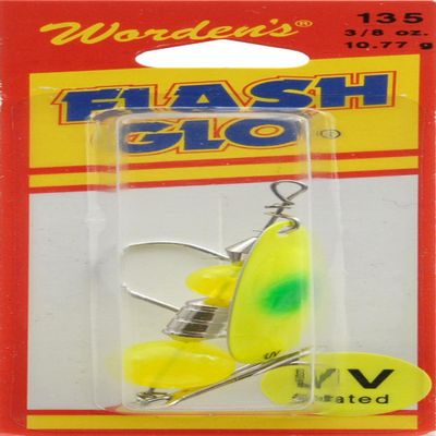 South Bend Sporting Goods Yakima Worden's Flash Glo Spinner Lure, Chartreuse Green Dot, 3/8 Oz.
