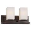 FORTE 5078-02-32 Two Light Bath Bracket, Antique Bronze Finish Satin White Glass view 1