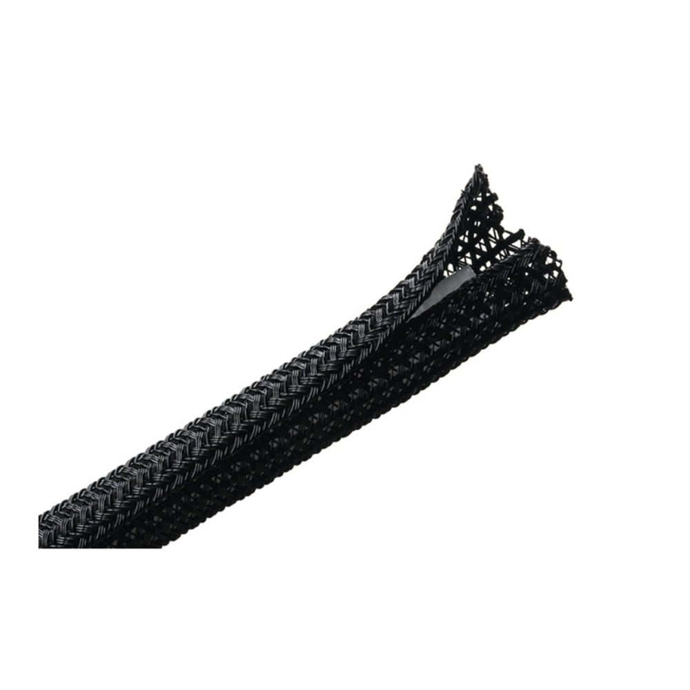 HellermannTyton 170-03136 Split Wrap Braided Sleeving, 1.0" ID, PET, Black, 400.0 ft/Large Bulk Reel