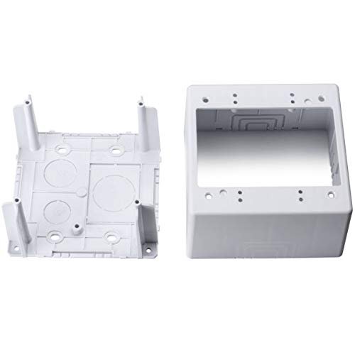 HellermannTyton TSRPW-JBD2 Dual Gang Junction Box, 2.77" Deep, PVC, White, 1/Bag